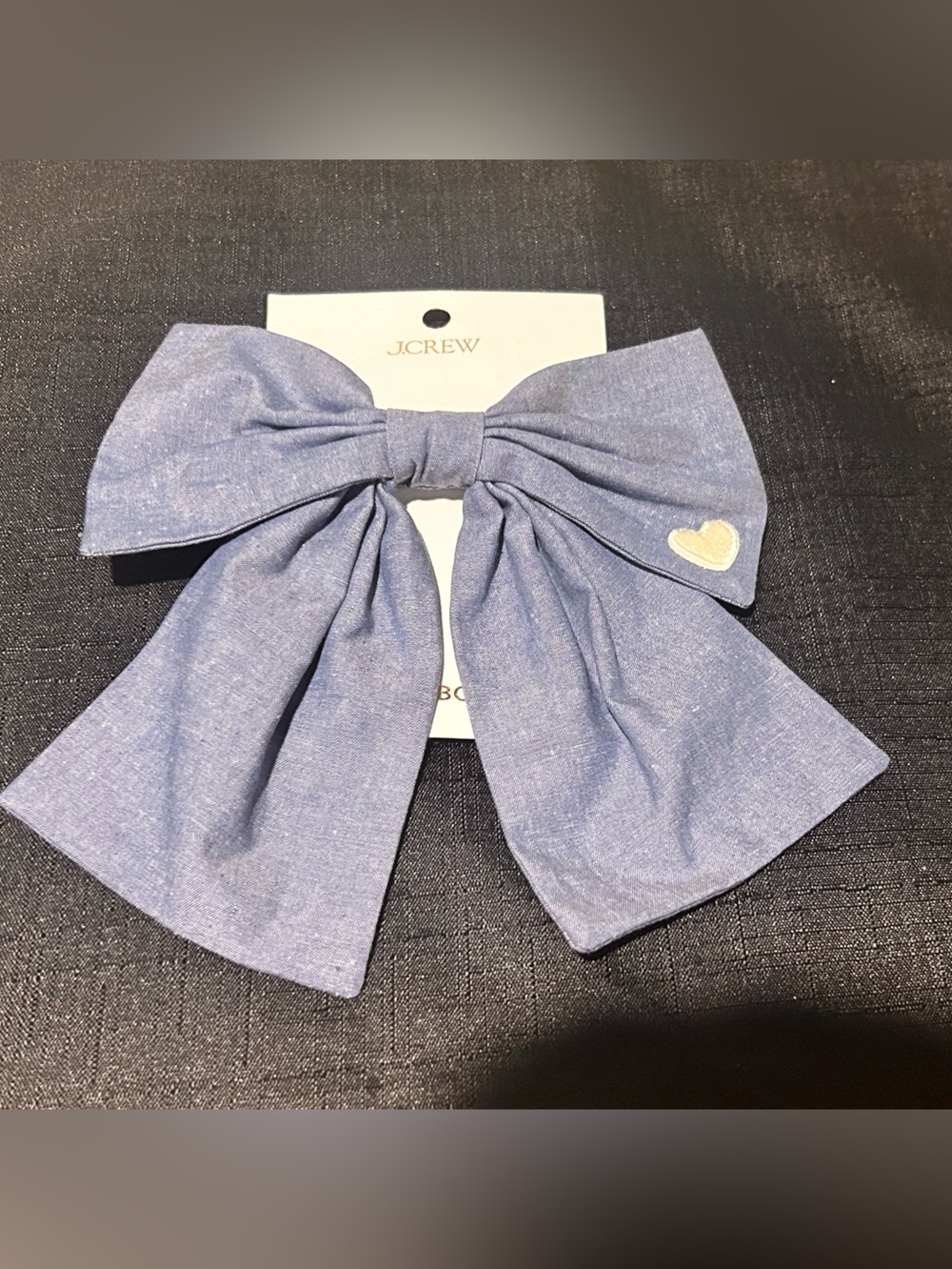 NWT J. Crew Factory Embroidered Pink Heart Bow Barrette